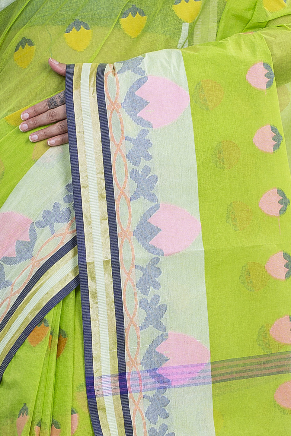 Green Pure Cotton PaddaPar Tant Saree (774)